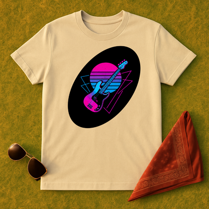 Neon Retro Bass Guitar T-Shirt